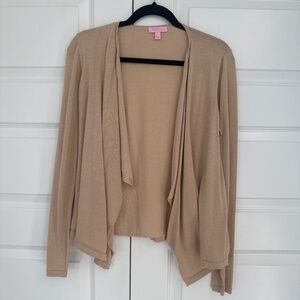 Lilly Pulitzer open front tan metallic cardigan - Size L